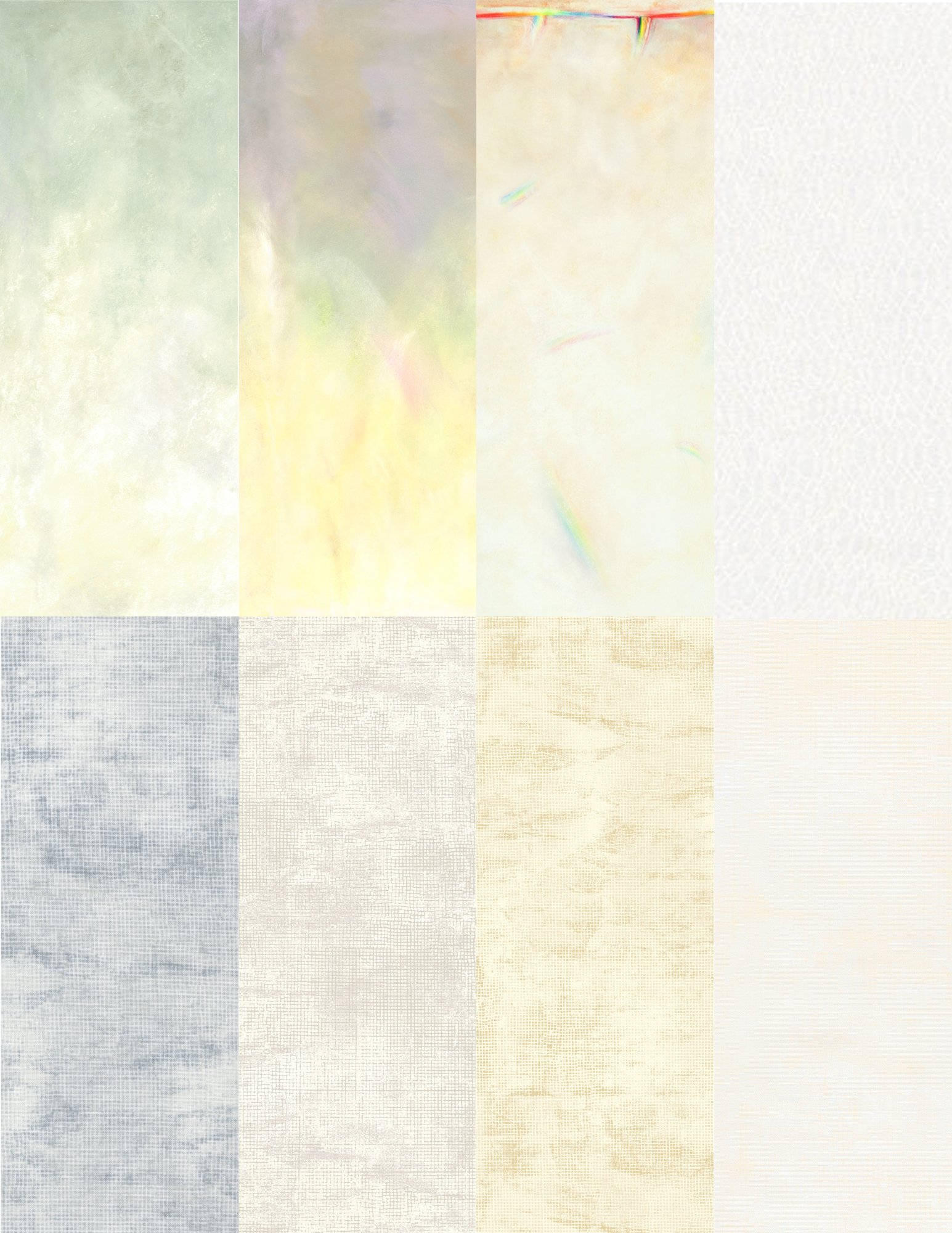 light pale toned half yard cut fabrics inspired by the pantone color of the year, cloud dancer. SKY ombre and chalk and charcoal fabrics designed by jennifer sampou quilter.