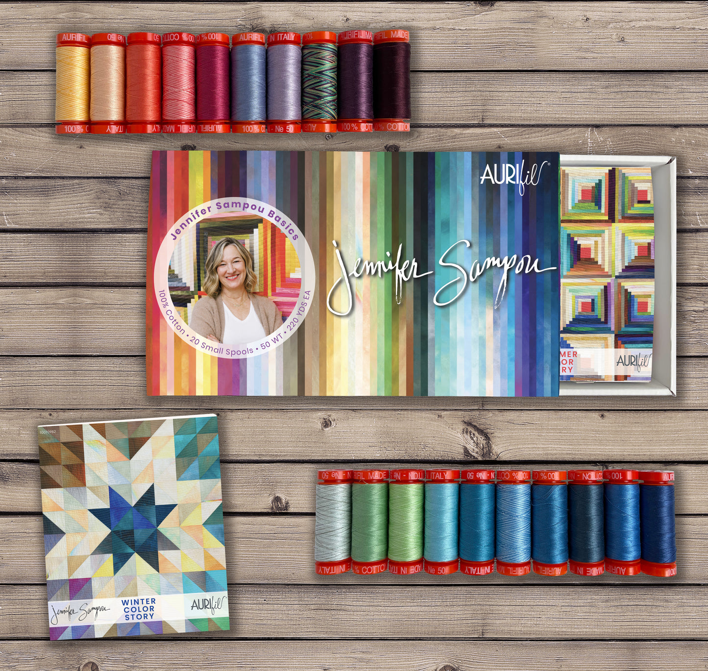 Jennifer Sampou Basics Thread Set (Aurifil 20 Small Spools, 50wt)