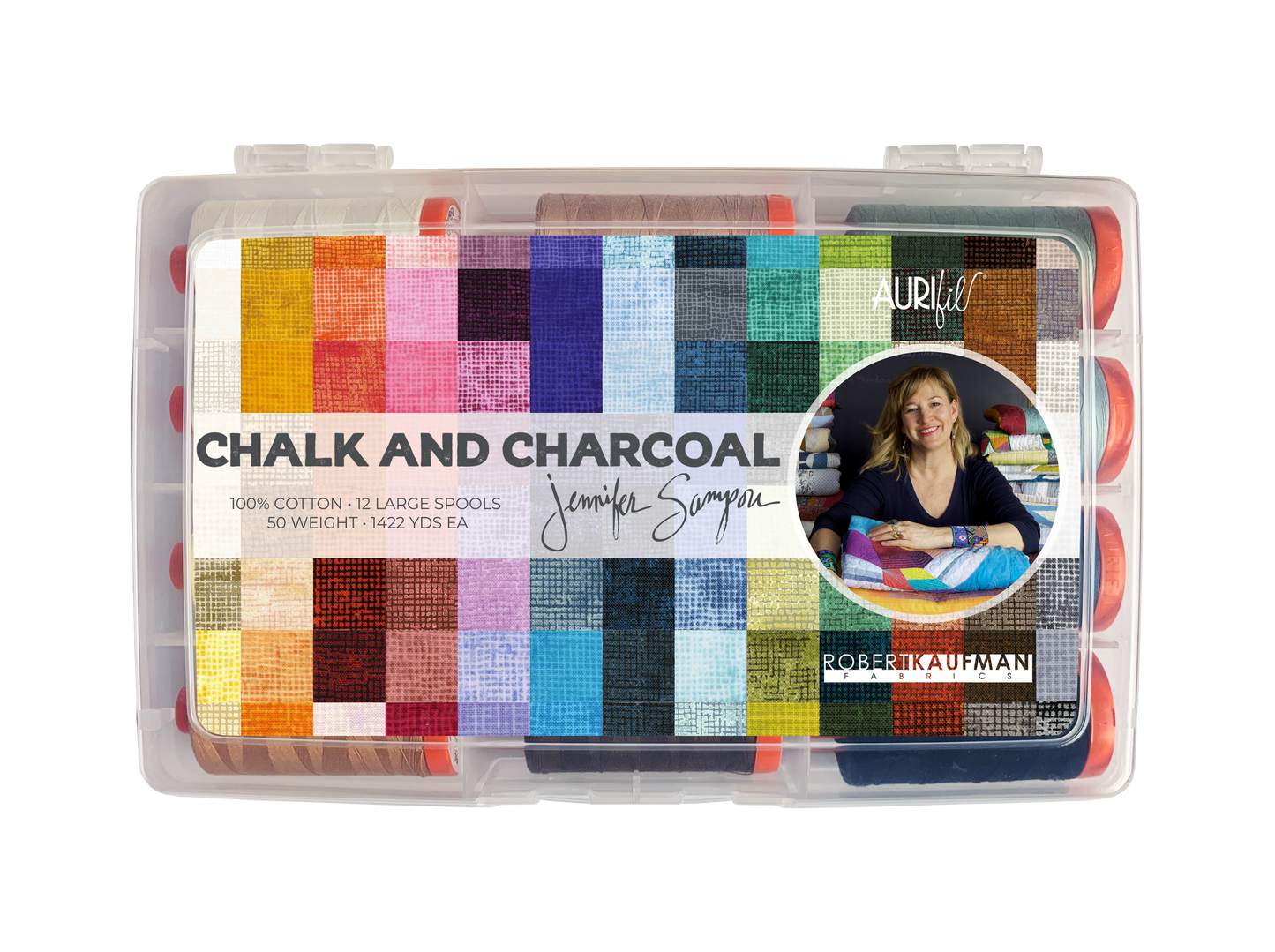 Chalk and Charcoal Thread Box (Aurifil 12 Spools, 50wt)