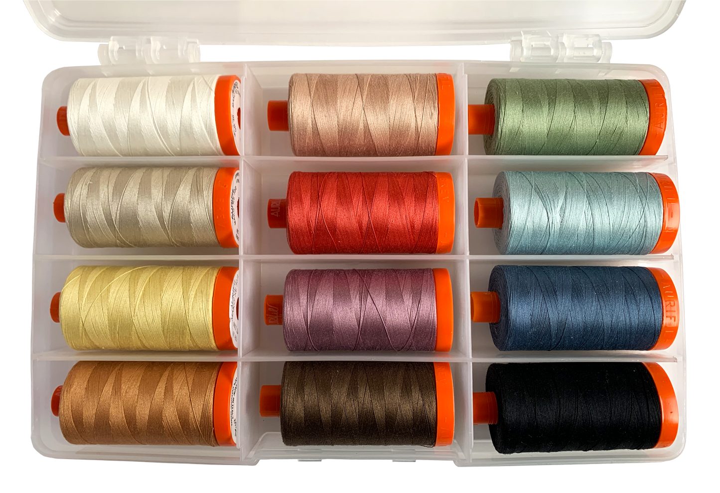 Chalk and Charcoal Thread Box (Aurifil 12 Spools, 50wt)