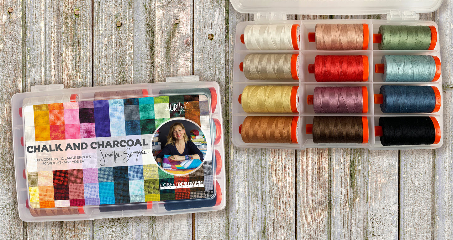Chalk and Charcoal Thread Box (Aurifil 12 Spools, 50wt)