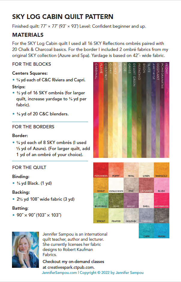 SKY Log Cabin Quilt Pattern